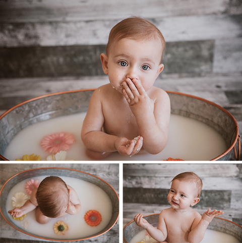 boho cake smash, red deer photographer, cake smash, milk bath, cute baby, red deer newborn photos