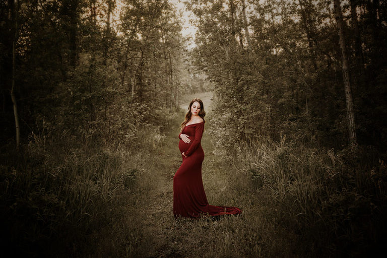 beautiful outdoor maternity photos, red deer photographer, red deer maternity, red deer baby pictures, red dress