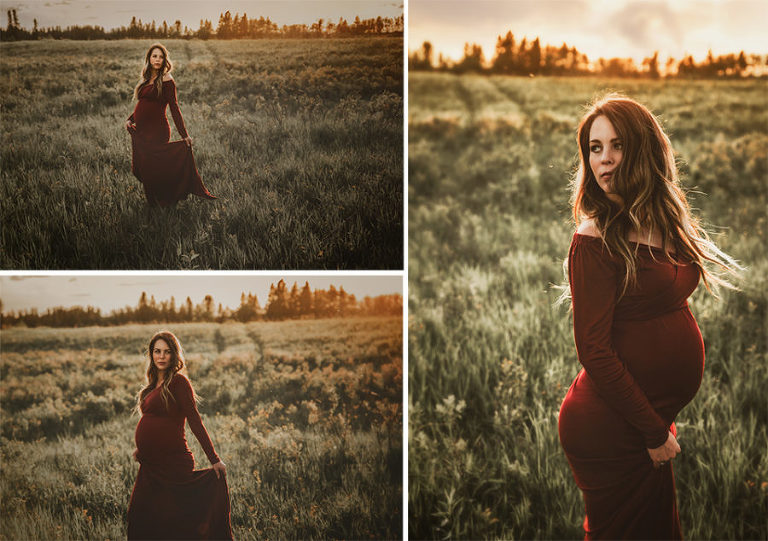 beautiful outdoor maternity photos, red deer photographer, red deer maternity, red deer baby pictures, red dress