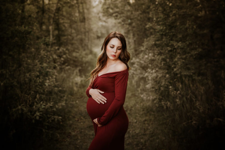 beautiful outdoor maternity photos, red deer photographer, red deer maternity, red deer baby pictures, red dress